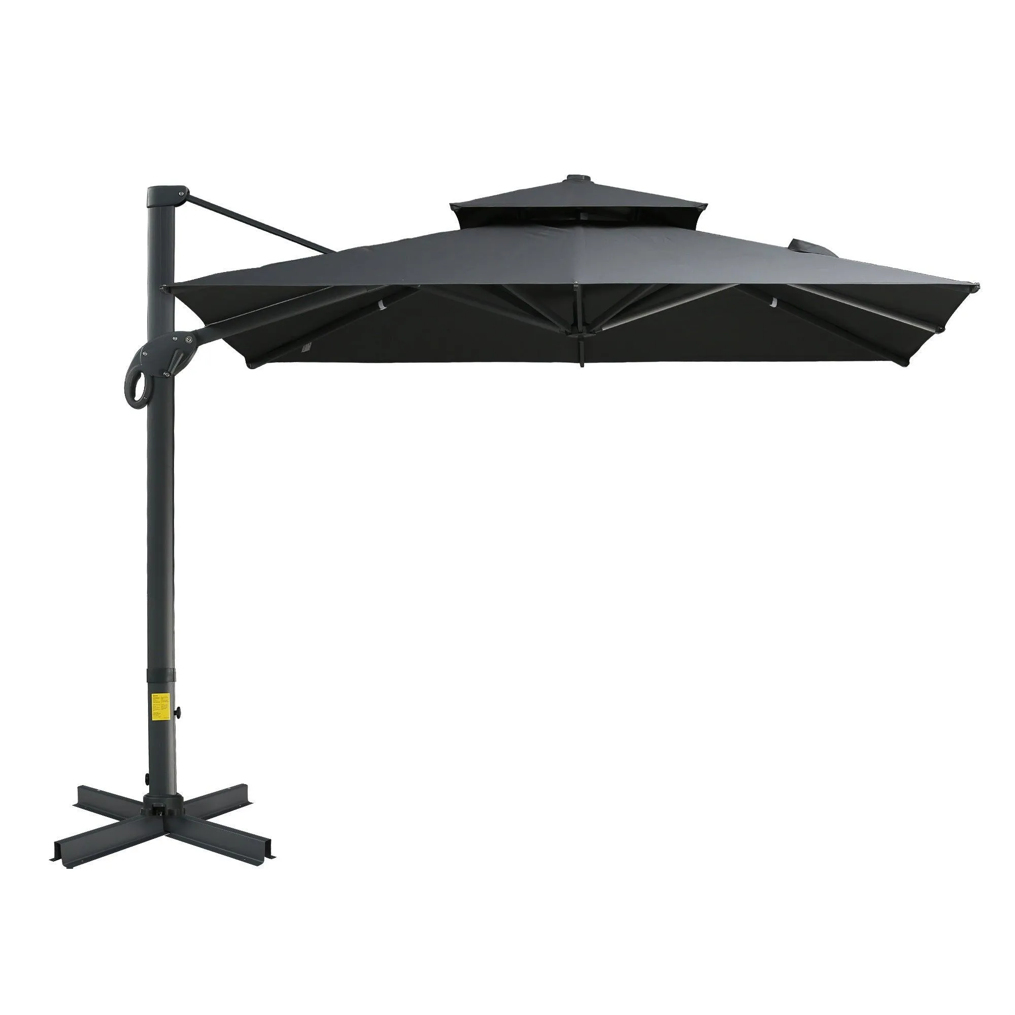 10ft Gray Offset Patio Umbrella, Square Cantilever Design, Tilt & 360° Rotation, Aluminum Cross Base