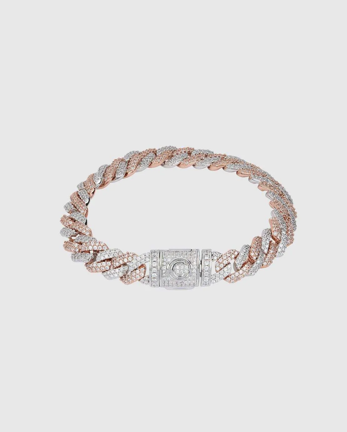 10mm Iced Prong Link Bracelet - 2 Tone