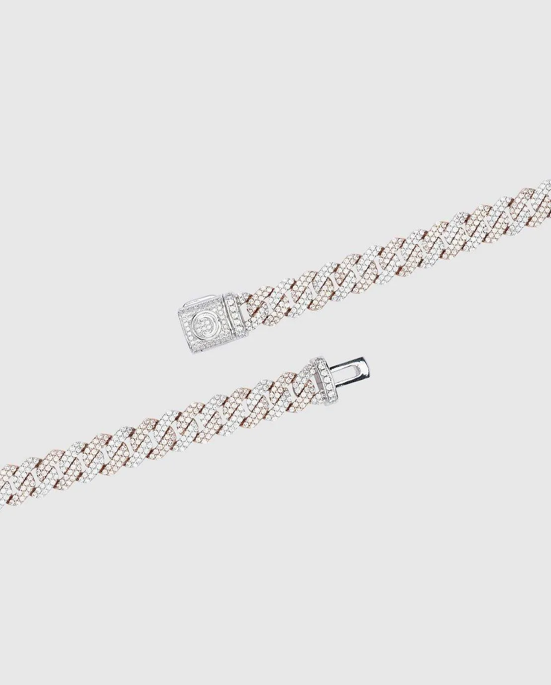 10mm Iced Prong Link Bracelet - 2 Tone