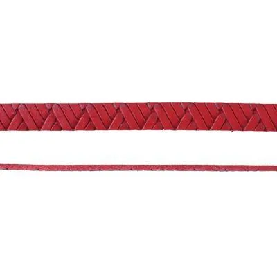 10mm Red Geometric Weave Flat Leather