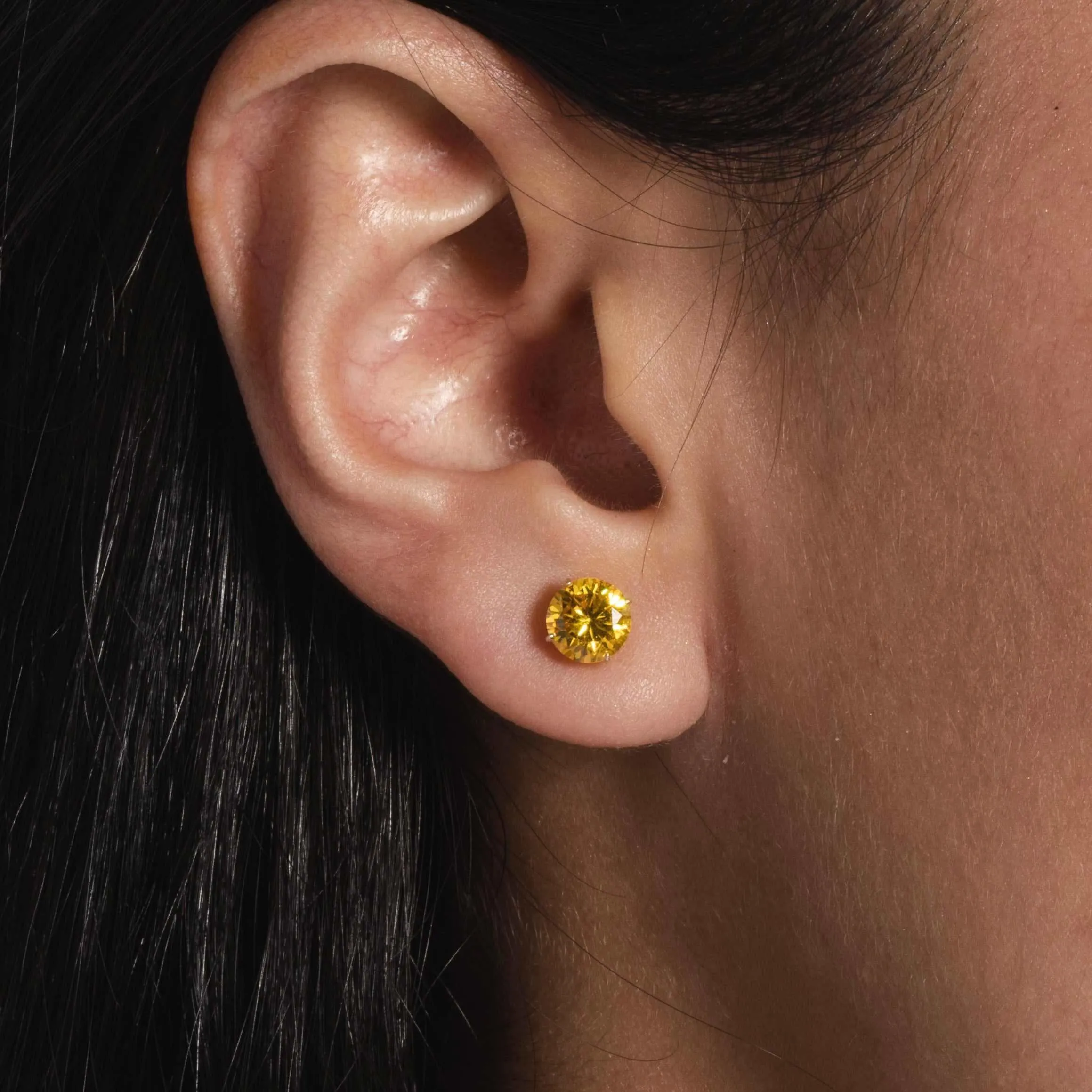 14k Round Cut Canary Earrings - Pair