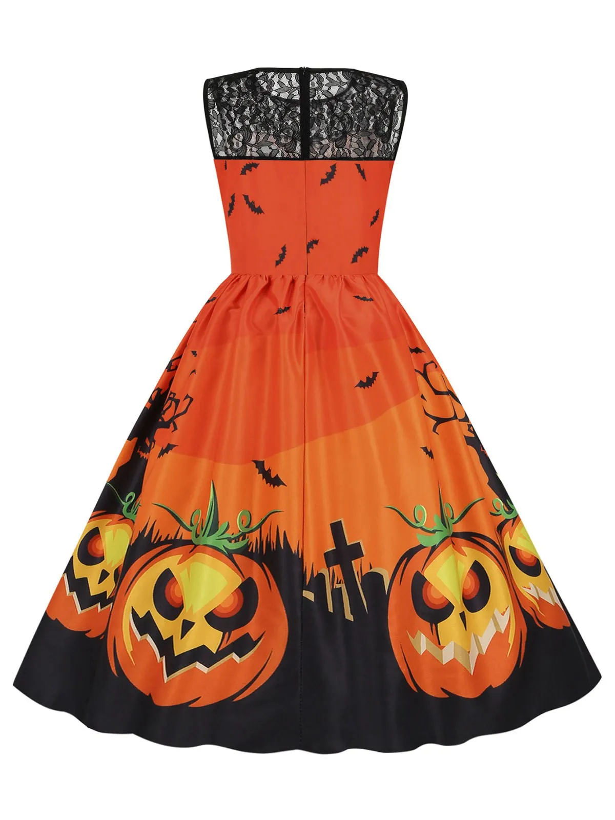 1950s Halloween Lace Patchwork Sleeveless Dress