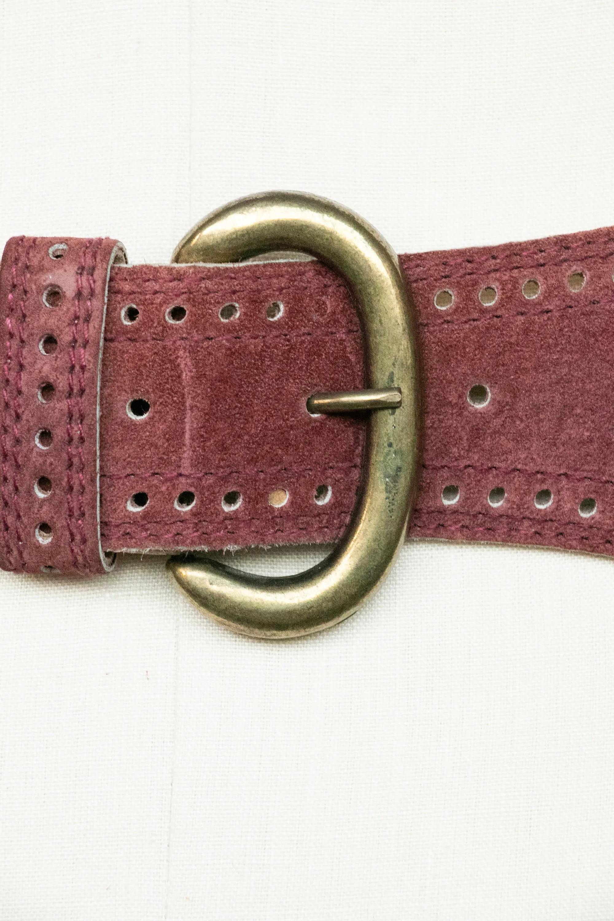 1980s Belt Suede Leather Cinch Waist Plum