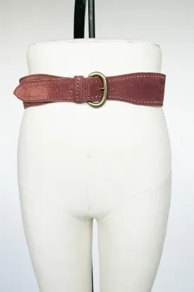 1980s Belt Suede Leather Cinch Waist Plum