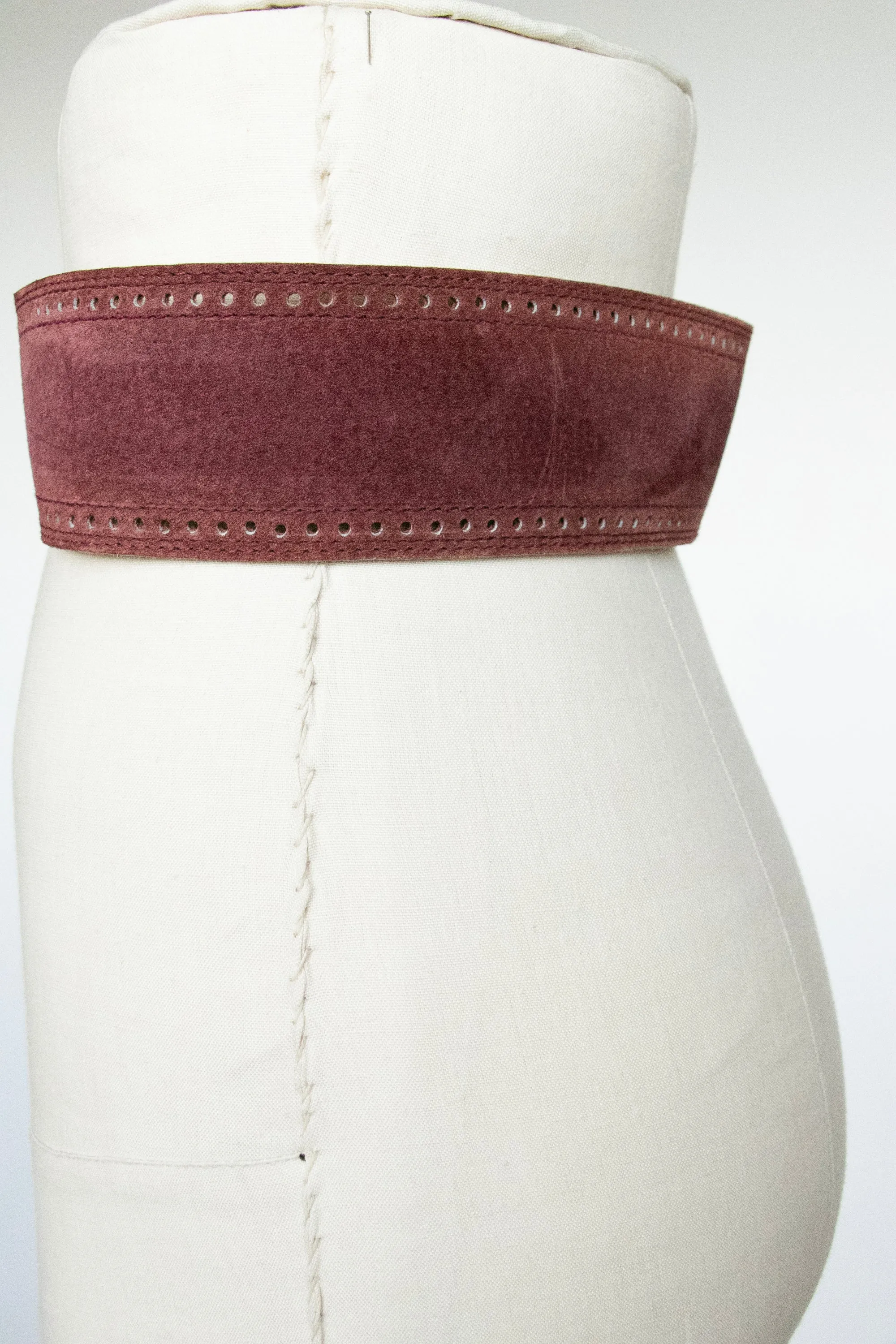 1980s Belt Suede Leather Cinch Waist Plum