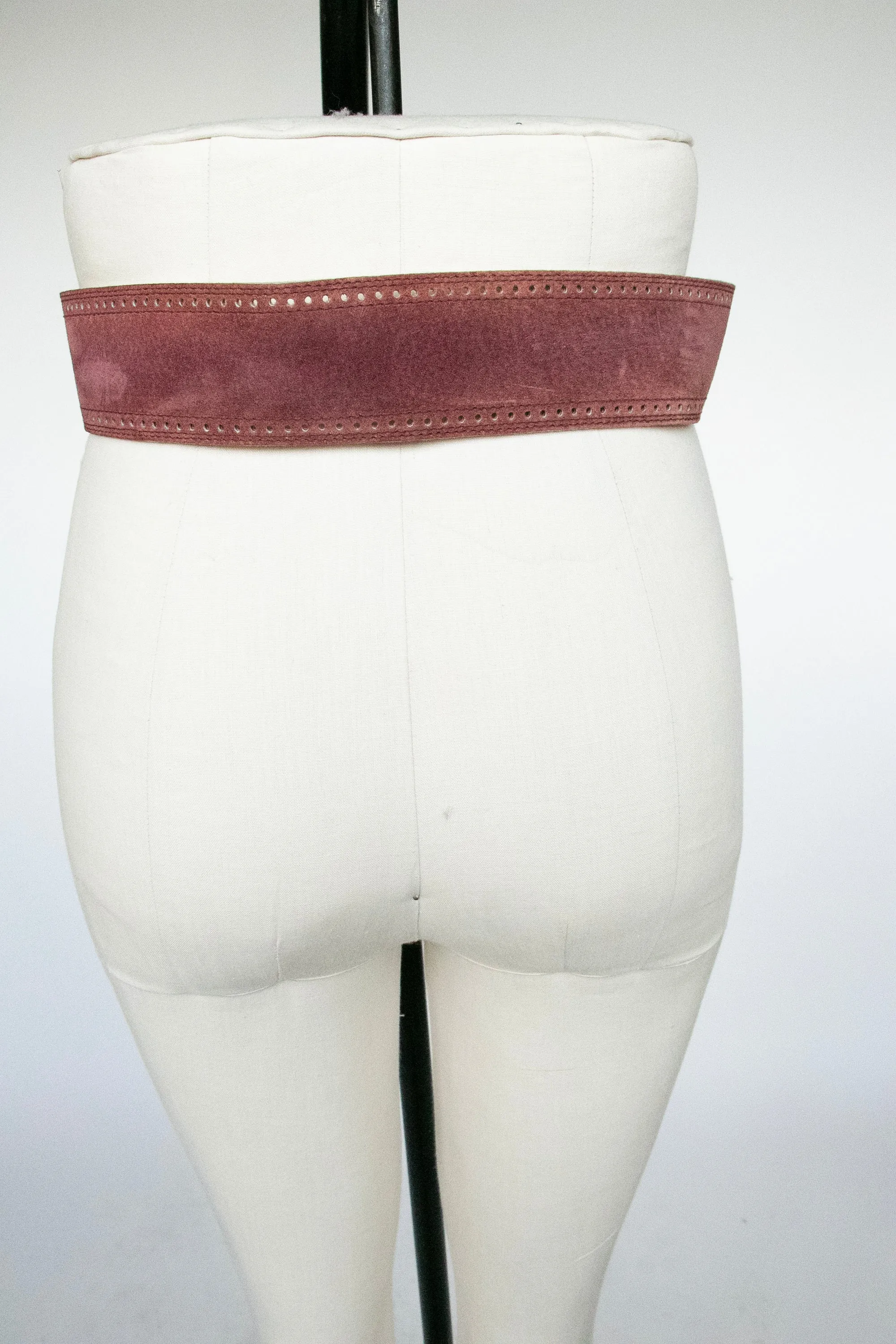 1980s Belt Suede Leather Cinch Waist Plum