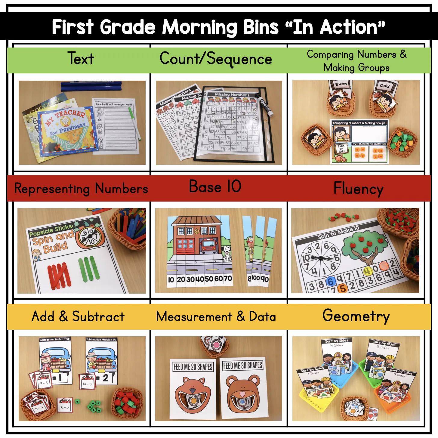 1st Grade October Morning Bins | Printable Classroom Resource | The Moffatt Girls