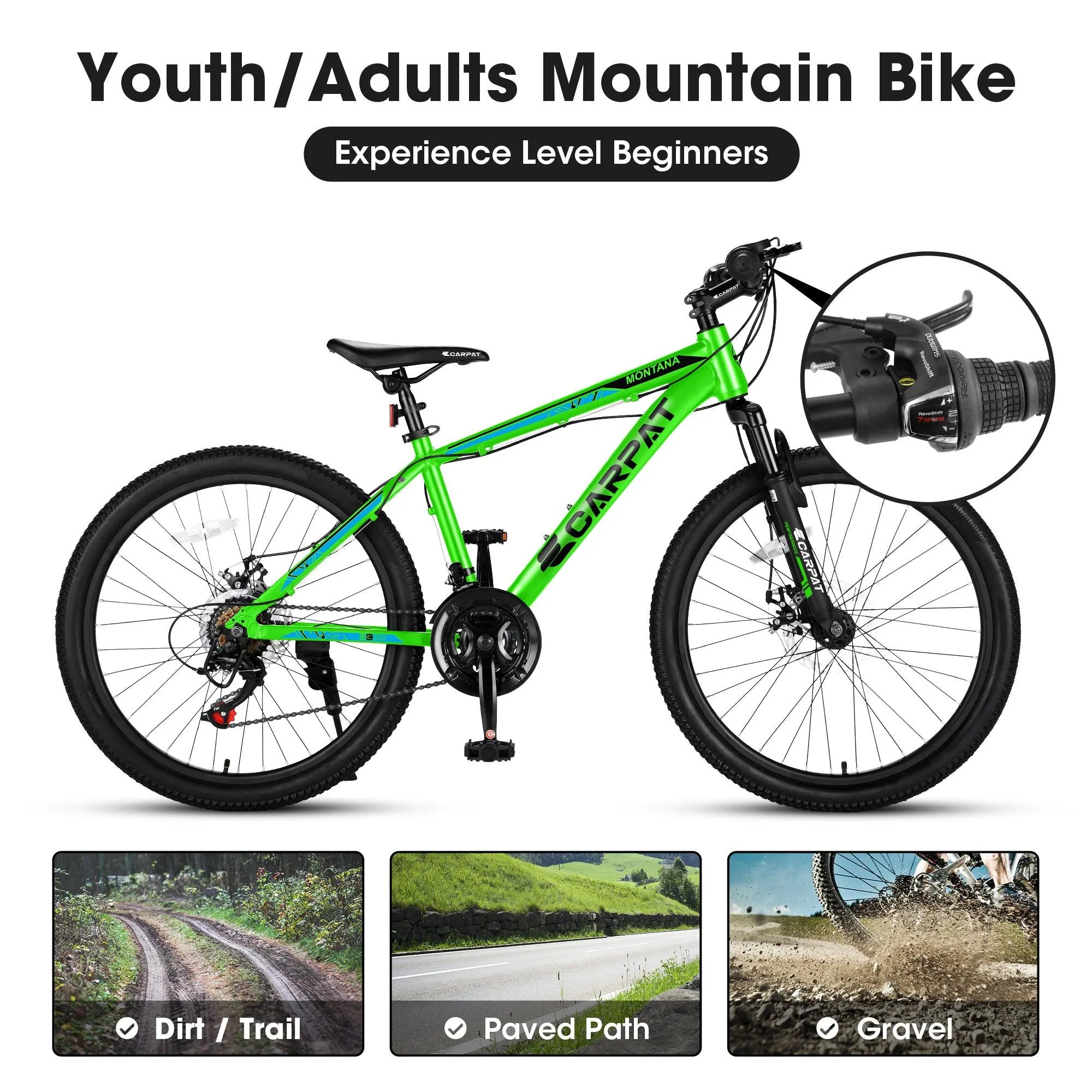 24" Mountain Bike, Aluminium Frame, Shimano 21-Speed, Disc Brakes