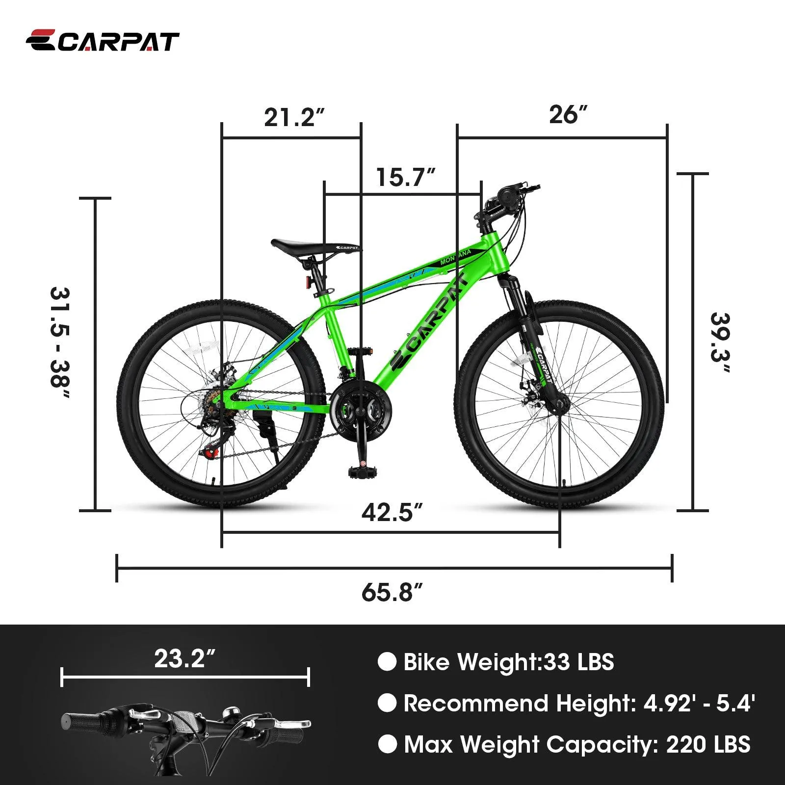 24" Mountain Bike, Aluminium Frame, Shimano 21-Speed, Disc Brakes