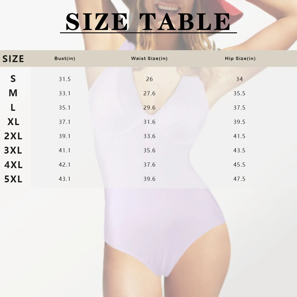 26  Colors Custom Big Funny Face Women's V-Neck One Piece Swimsuit Personalized Women's Tank Top Bathing Swimsuit Honeymoons For Her