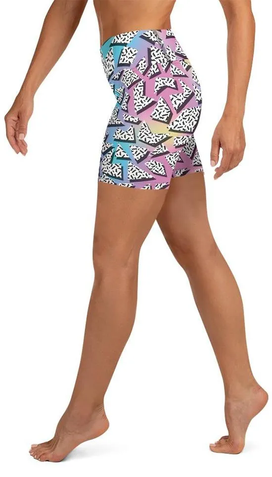 3D Neon Geometric Yoga Shorts