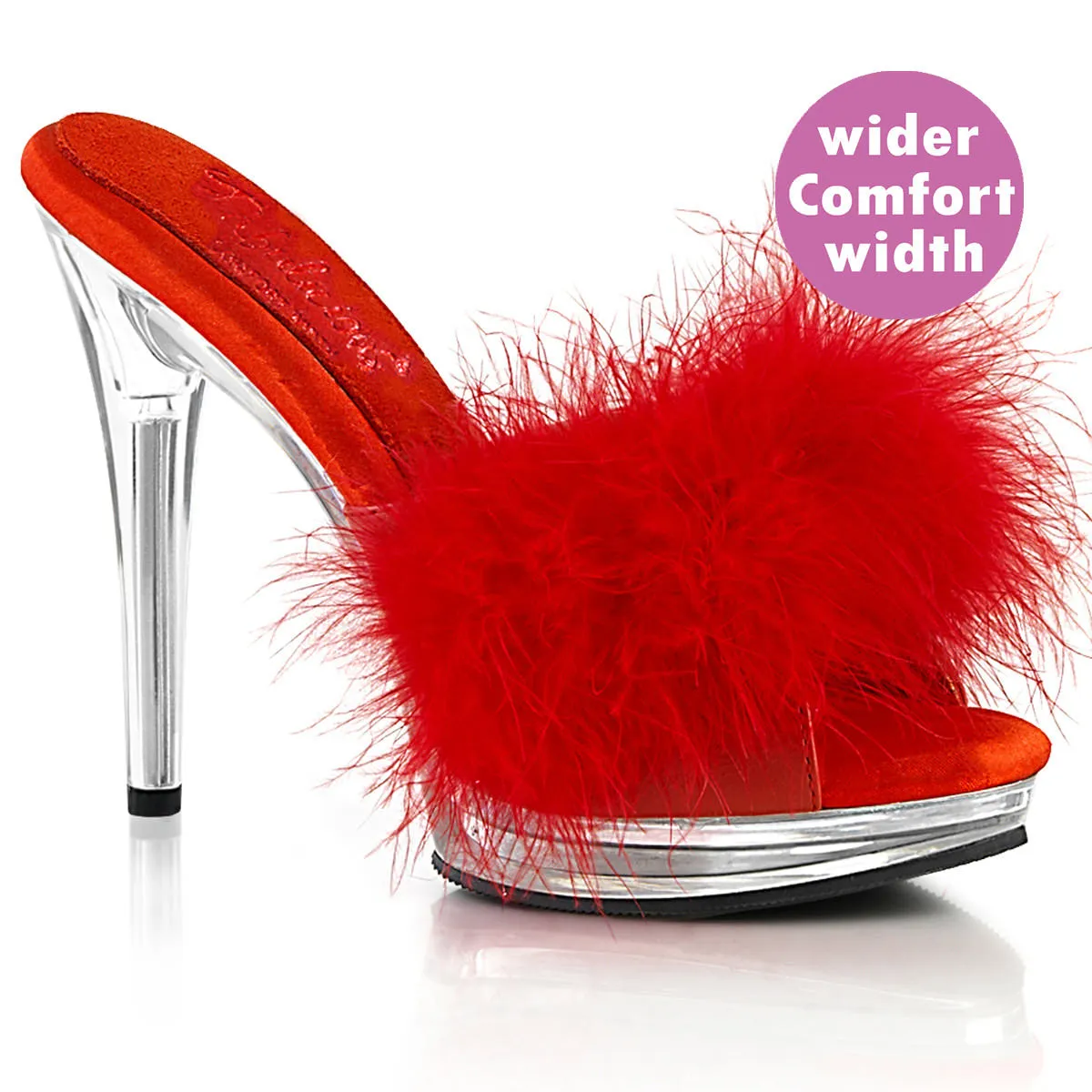 5 Inch Heel GLORY-501F-8 Red Fur Clear