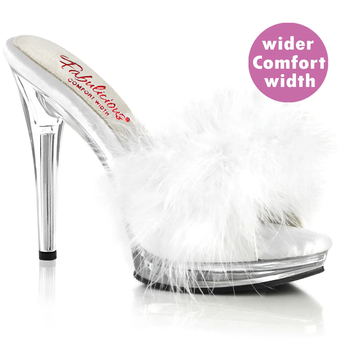 5 Inch Heel GLORY-501F-8 White Fur Clear