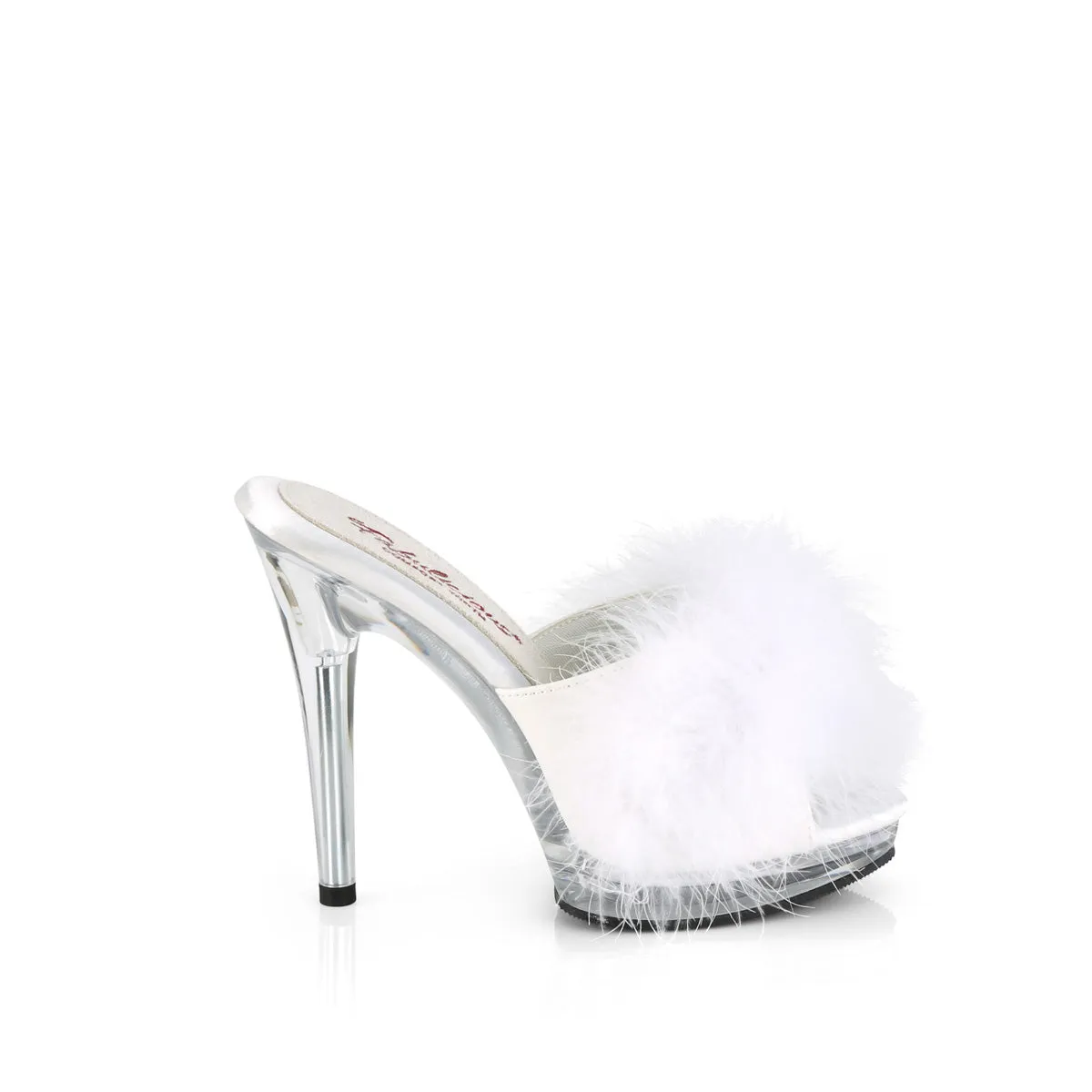 5 Inch Heel GLORY-501F-8 White Fur Clear