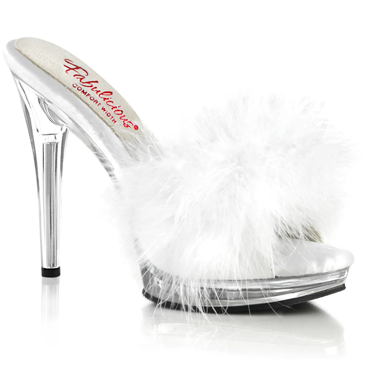 5 Inch Heel GLORY-501F-8 White Fur Clear