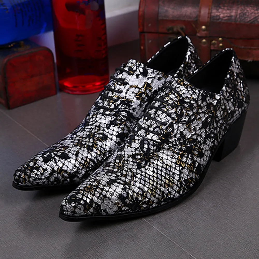 5cm Heel Lace up Men Oxfords with Decoration