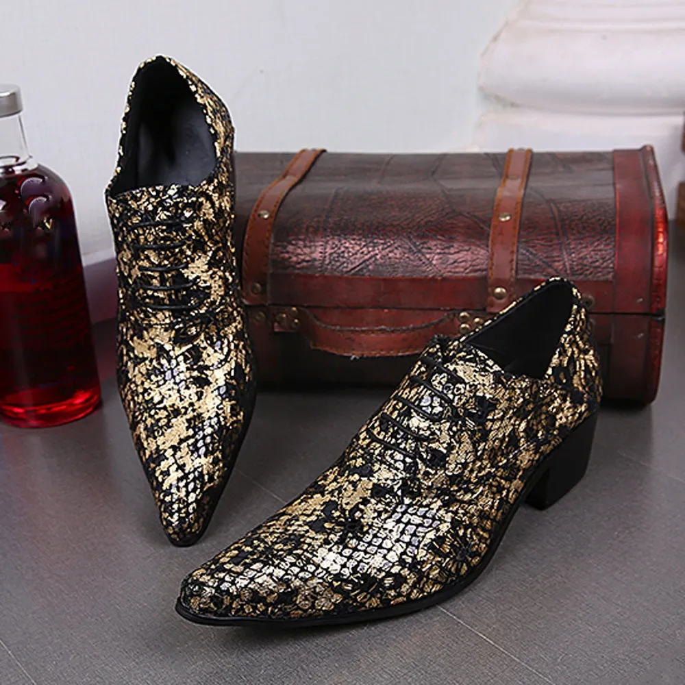 5cm Heel Lace up Men Oxfords with Decoration