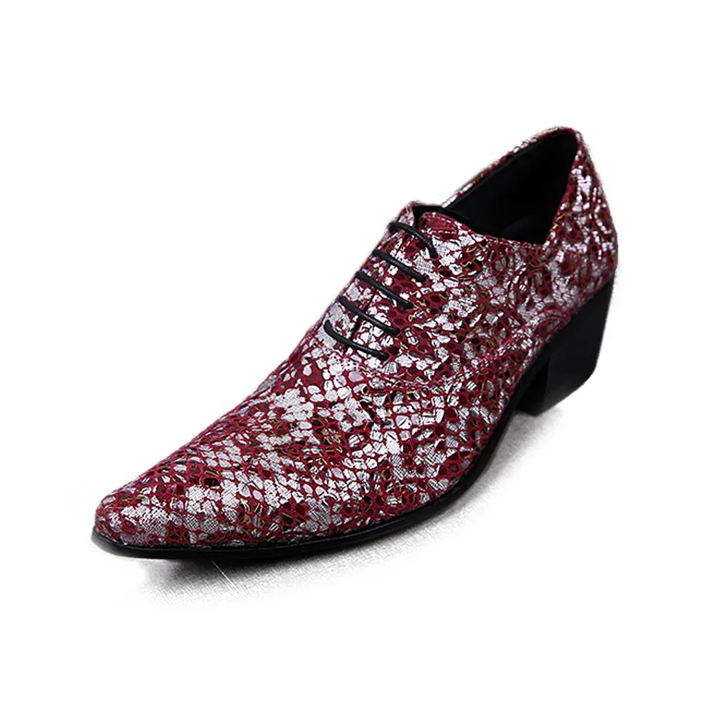 5cm Heel Lace up Men Oxfords with Decoration