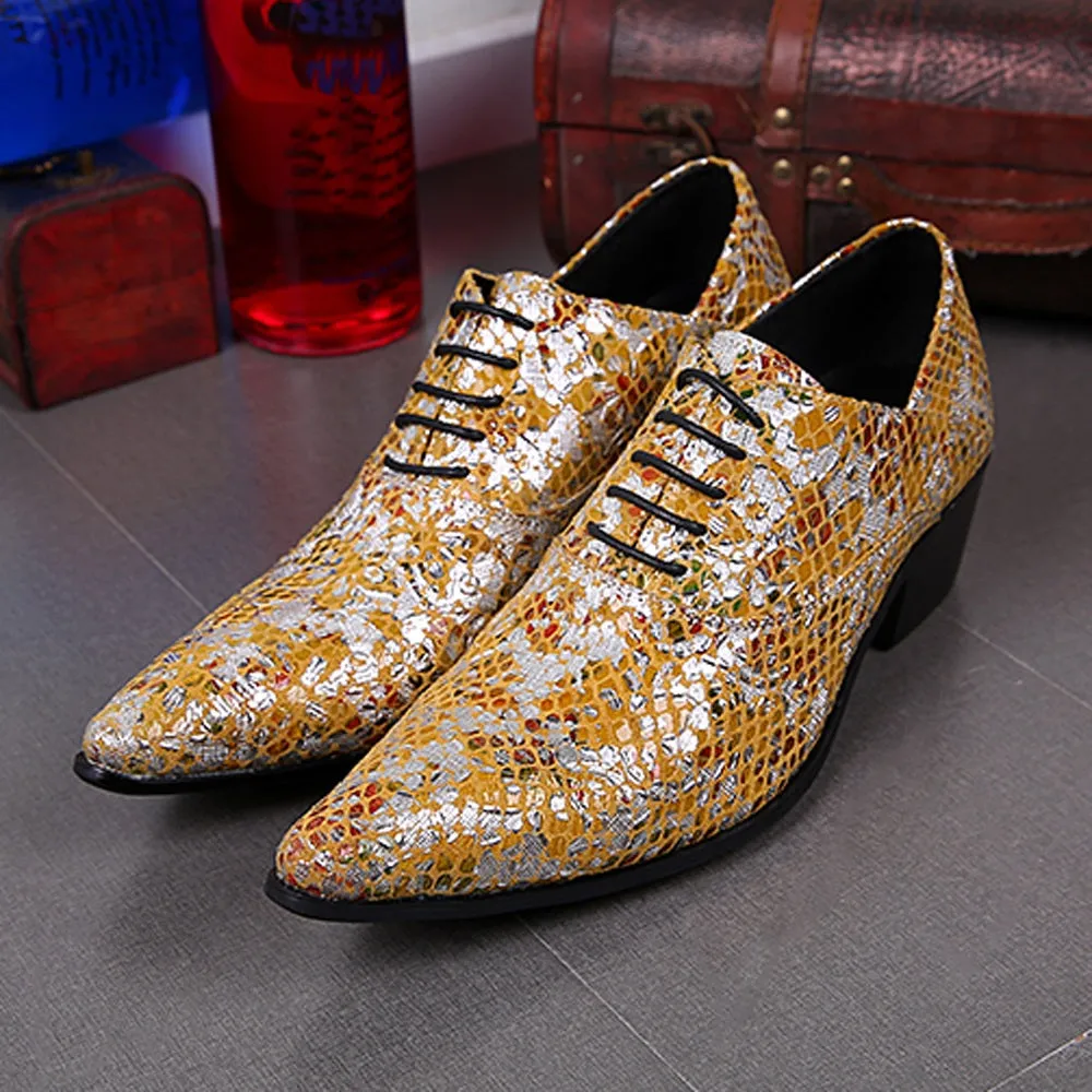 5cm Heel Lace up Men Oxfords with Decoration