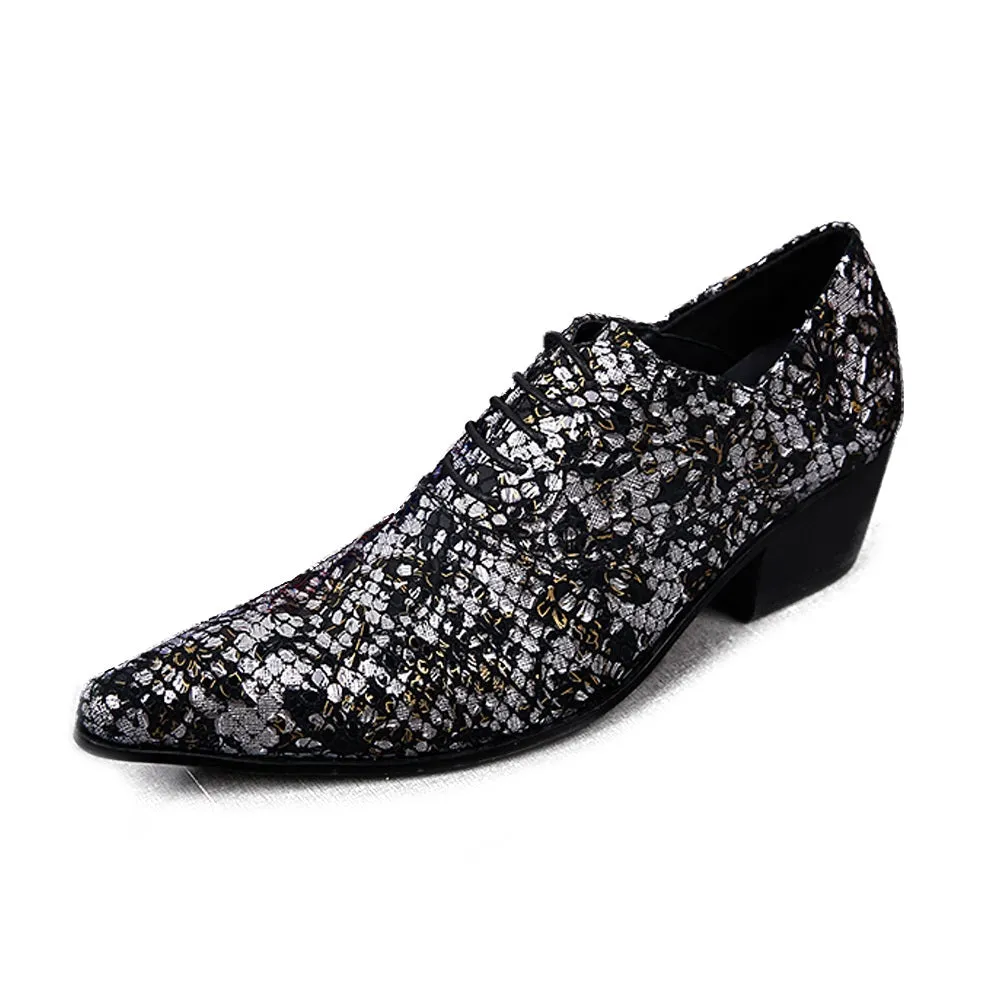 5cm Heel Lace up Men Oxfords with Decoration