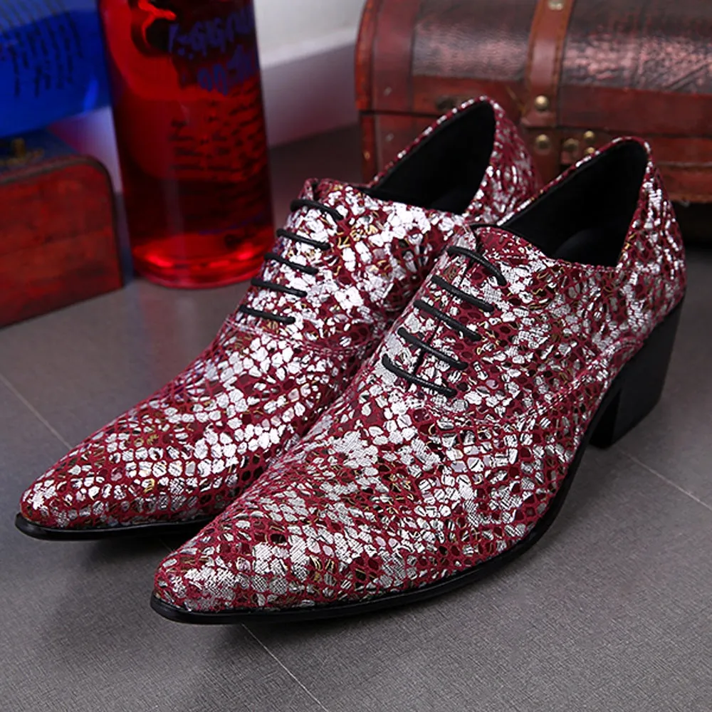 5cm Heel Lace up Men Oxfords with Decoration