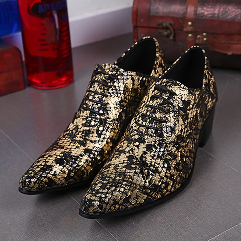 5cm Heel Lace up Men Oxfords with Decoration