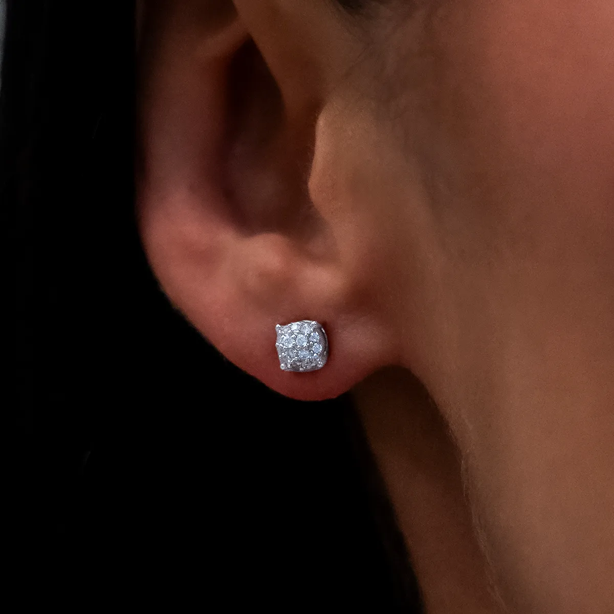 5mm Pave Round Earrings in White Gold