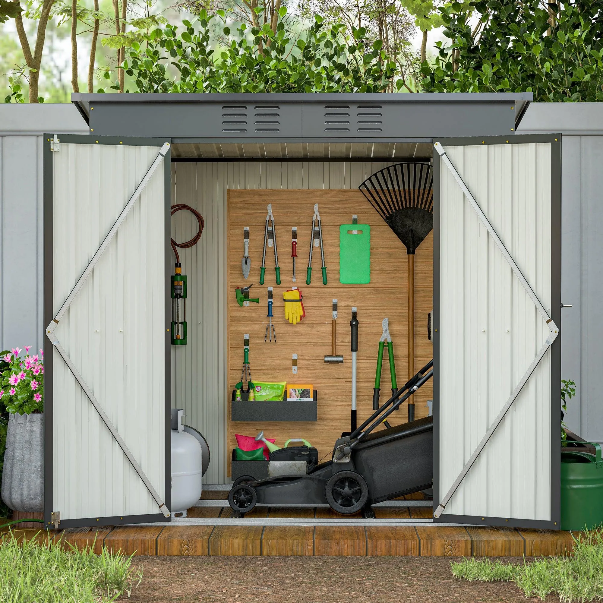 6 x 4 ft Outdoor Storage Shed, All Weather Tool Shed for Garden, Backyard, Lawn, Black