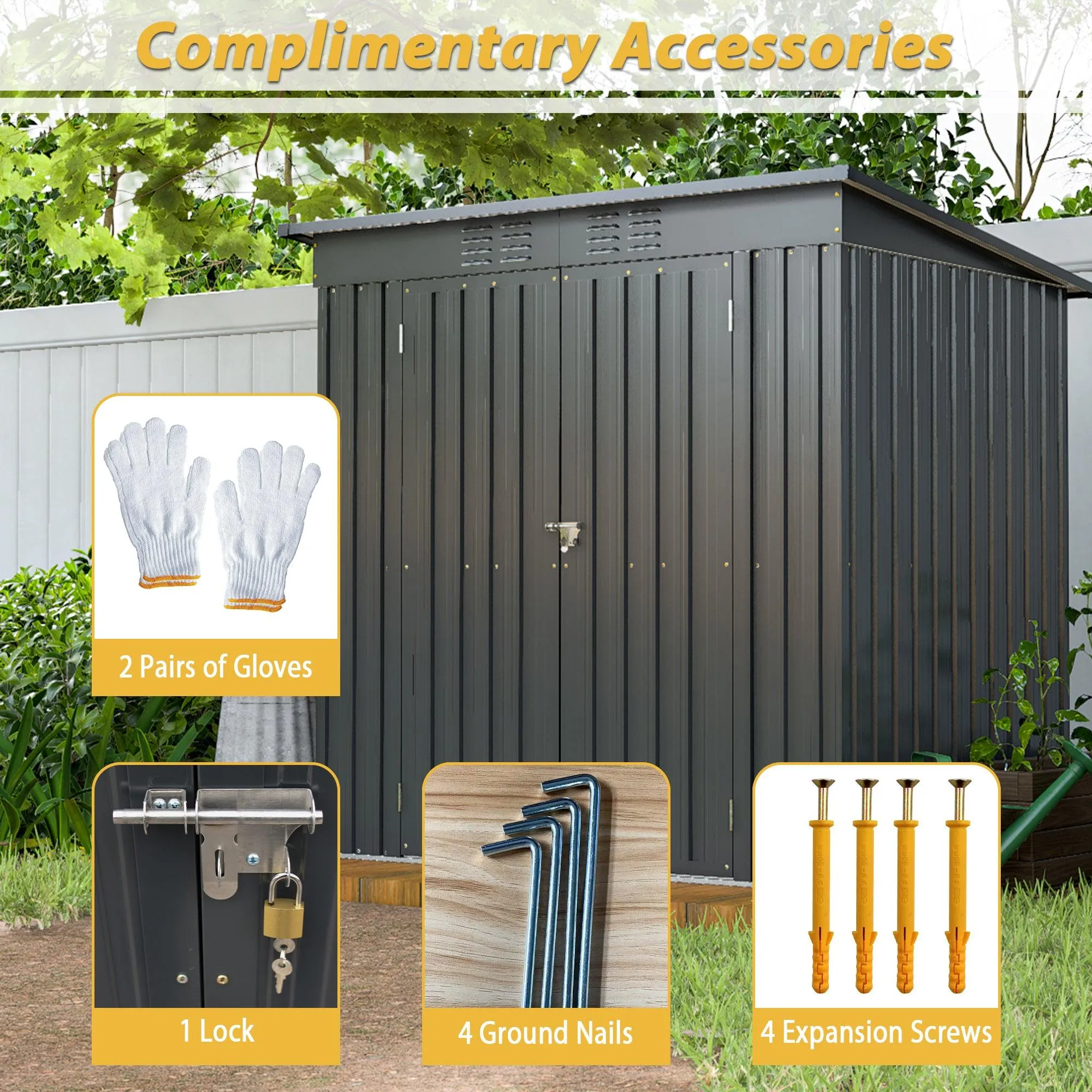 6 x 4 ft Outdoor Storage Shed, All Weather Tool Shed for Garden, Backyard, Lawn, Black