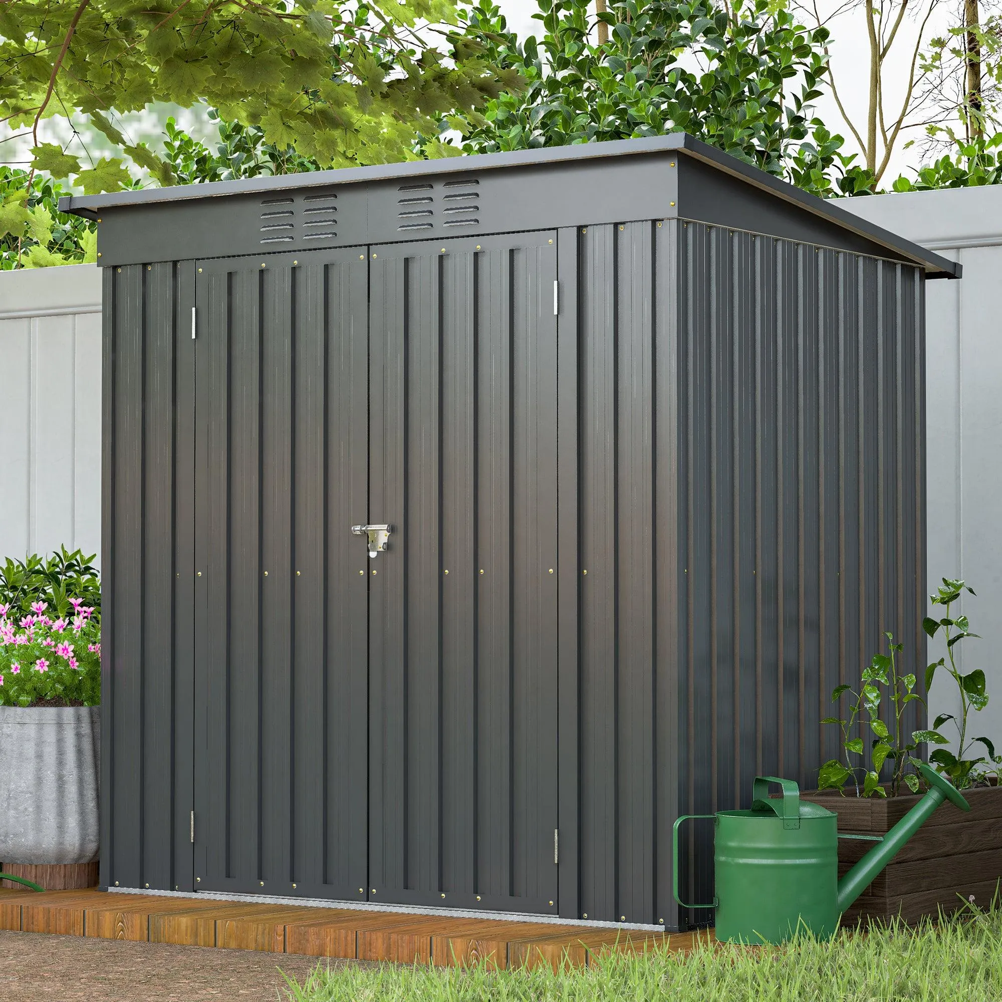 6 x 4 ft Outdoor Storage Shed, All Weather Tool Shed for Garden, Backyard, Lawn, Black