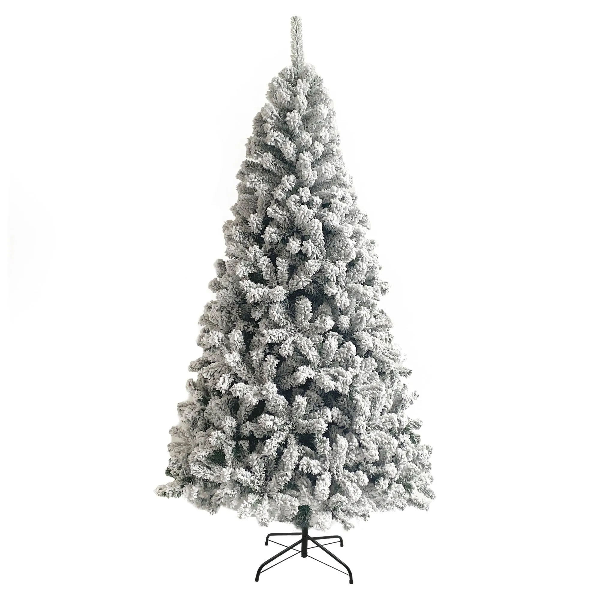 7FT Snow Hinged Christmas tree, Artificial PVC Flocked Christmas Tree,1300 Branches Tips