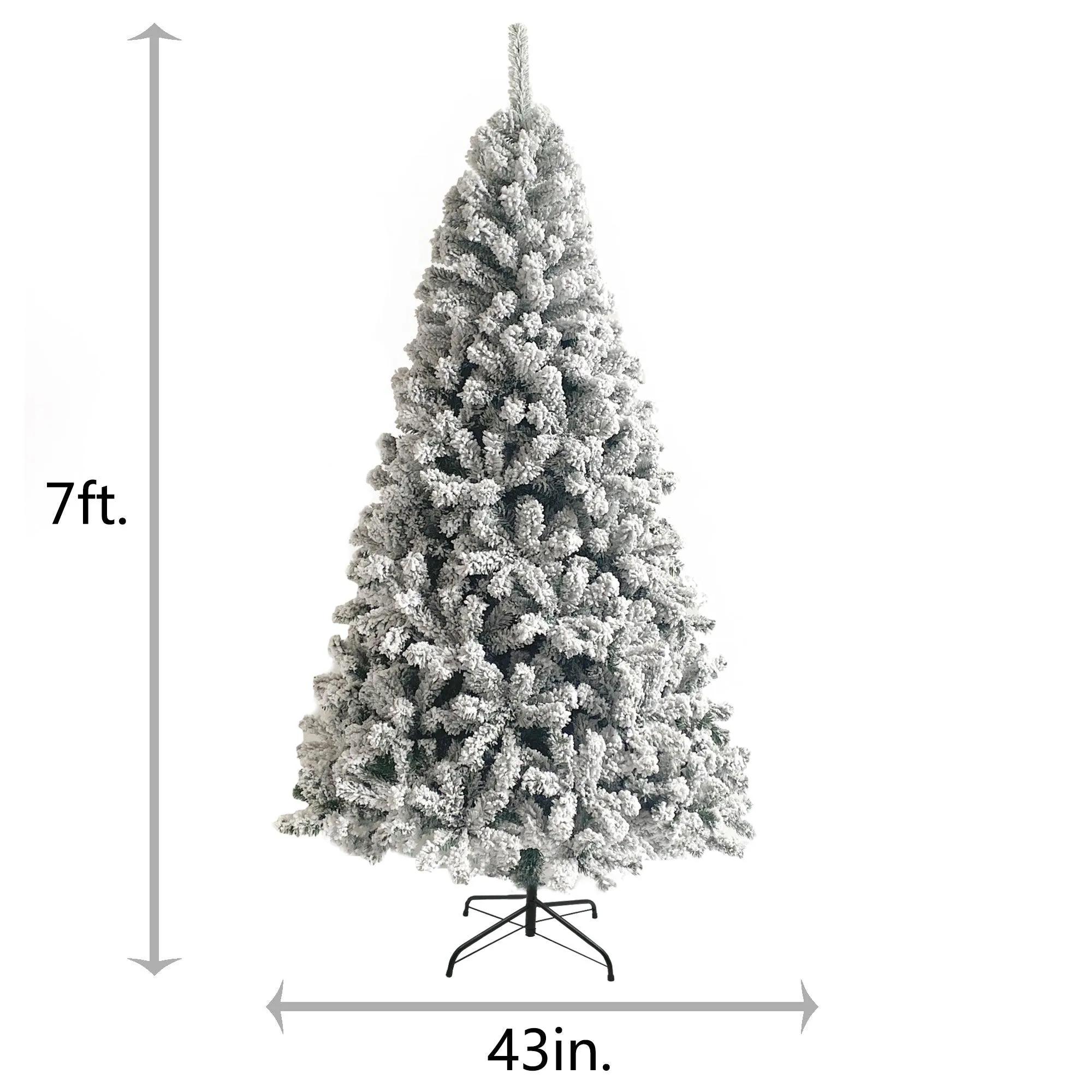 7FT Snow Hinged Christmas tree, Artificial PVC Flocked Christmas Tree,1300 Branches Tips