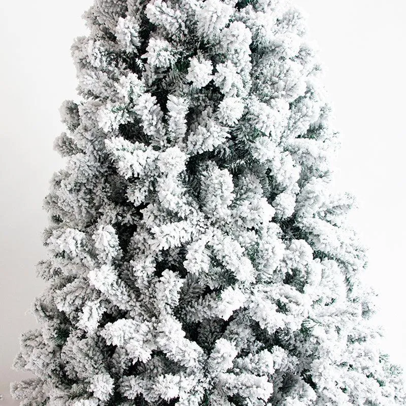 7FT Snow Hinged Christmas tree, Artificial PVC Flocked Christmas Tree,1300 Branches Tips