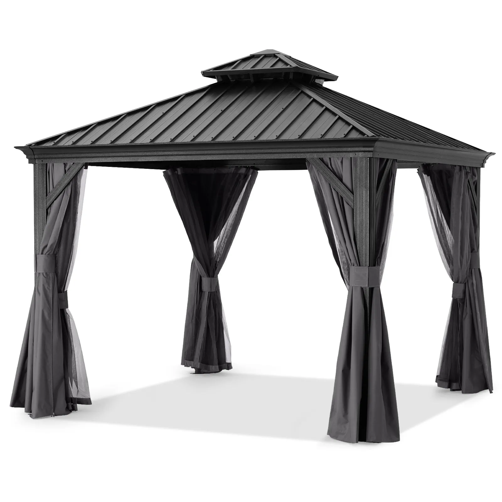 ABCCANOPY Hardtop Gazebo - Outdoor permanent double top gazebo and Netting