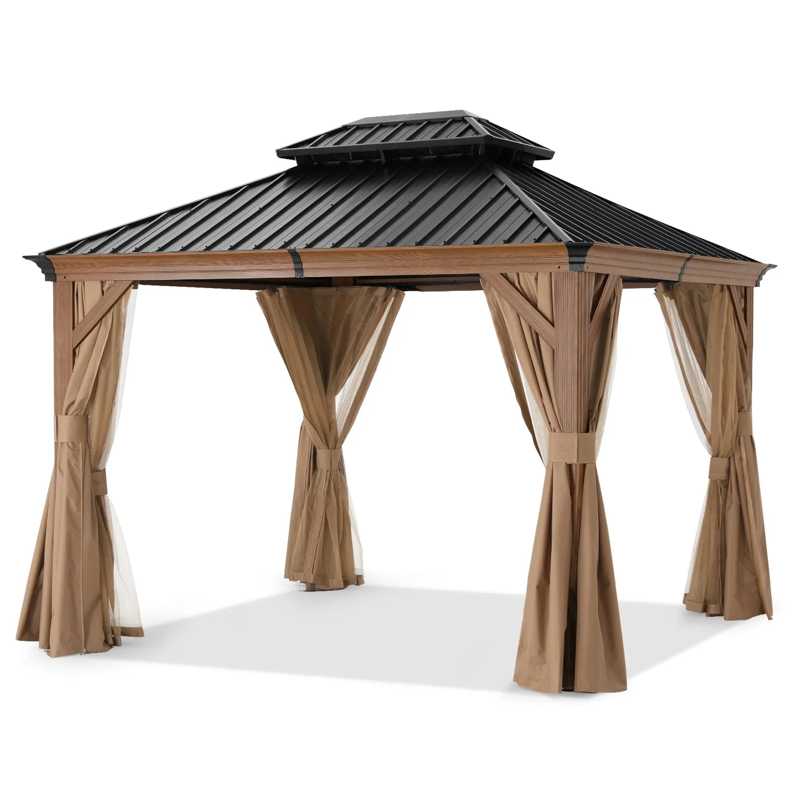 ABCCANOPY Hardtop Gazebo - Outdoor permanent double top gazebo and Netting