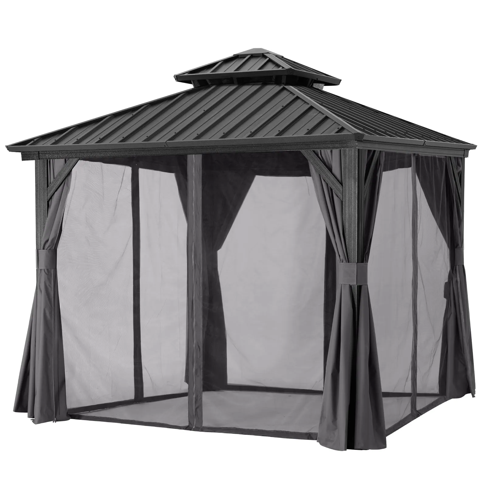 ABCCANOPY Hardtop Gazebo - Outdoor permanent double top gazebo and Netting