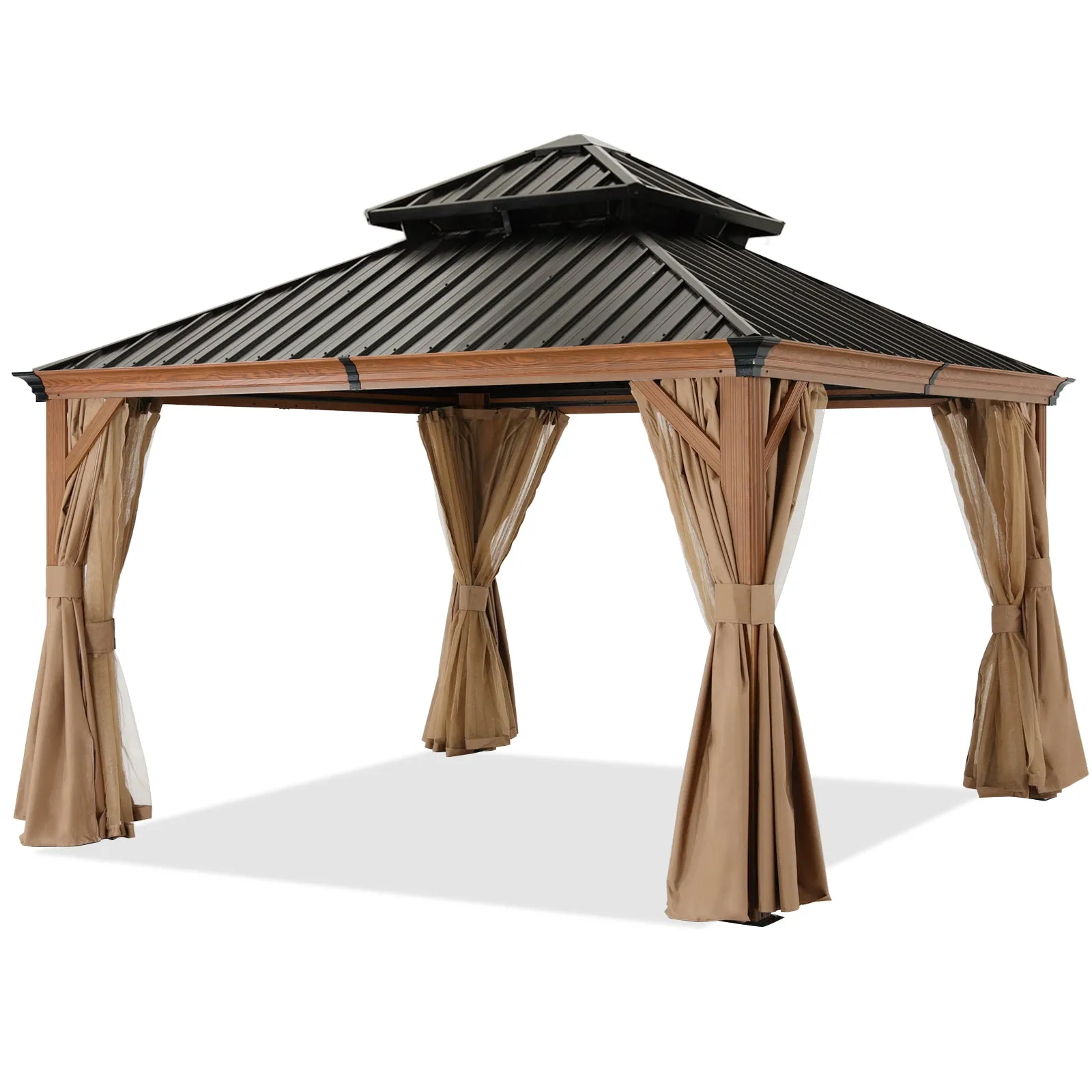 ABCCANOPY Hardtop Gazebo - Outdoor permanent double top gazebo and Netting