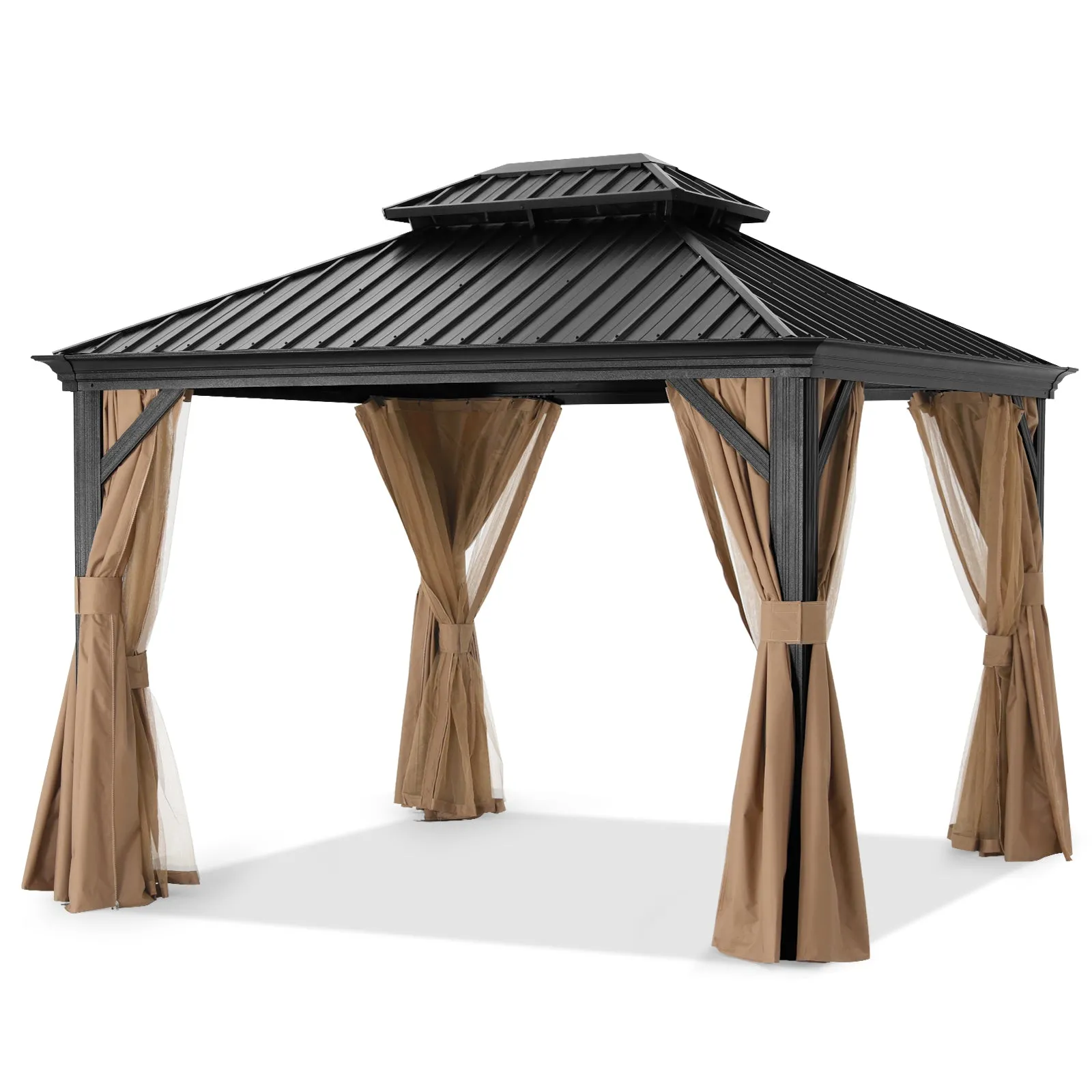 ABCCANOPY Hardtop Gazebo - Outdoor permanent double top gazebo and Netting