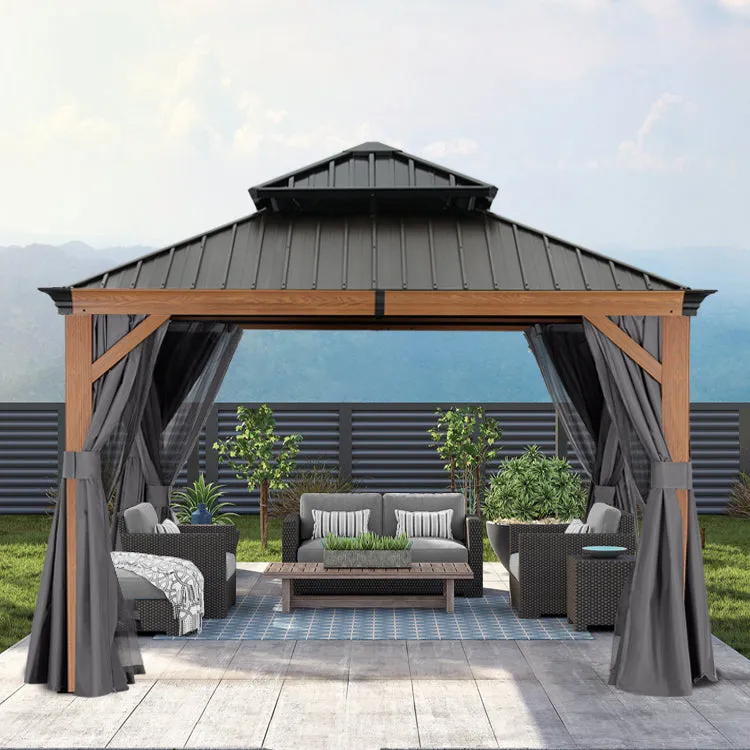 ABCCANOPY Hardtop Gazebo - Outdoor permanent double top gazebo and Netting