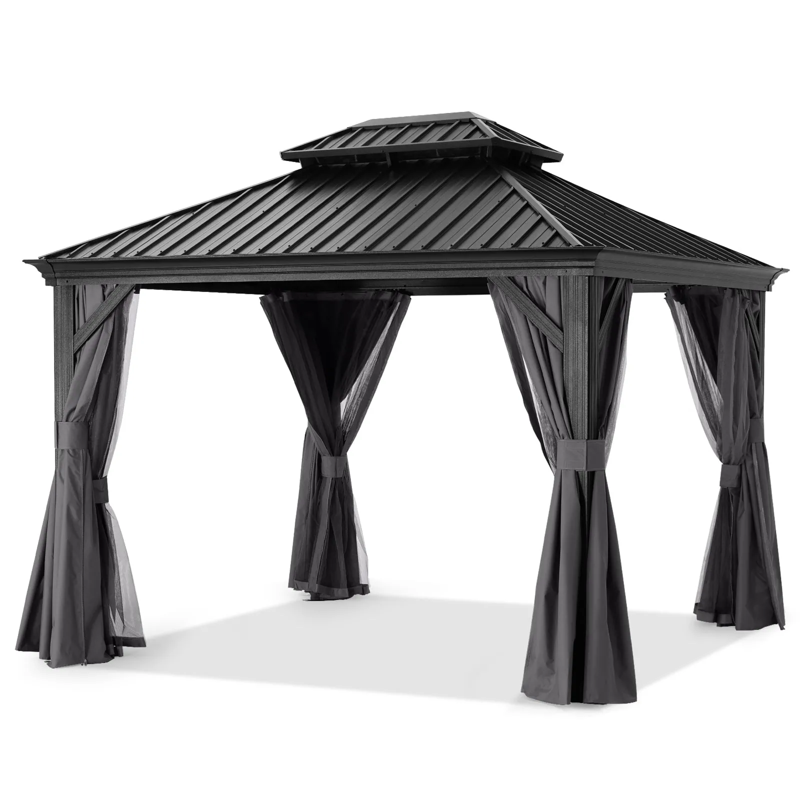 ABCCANOPY Hardtop Gazebo - Outdoor permanent double top gazebo and Netting