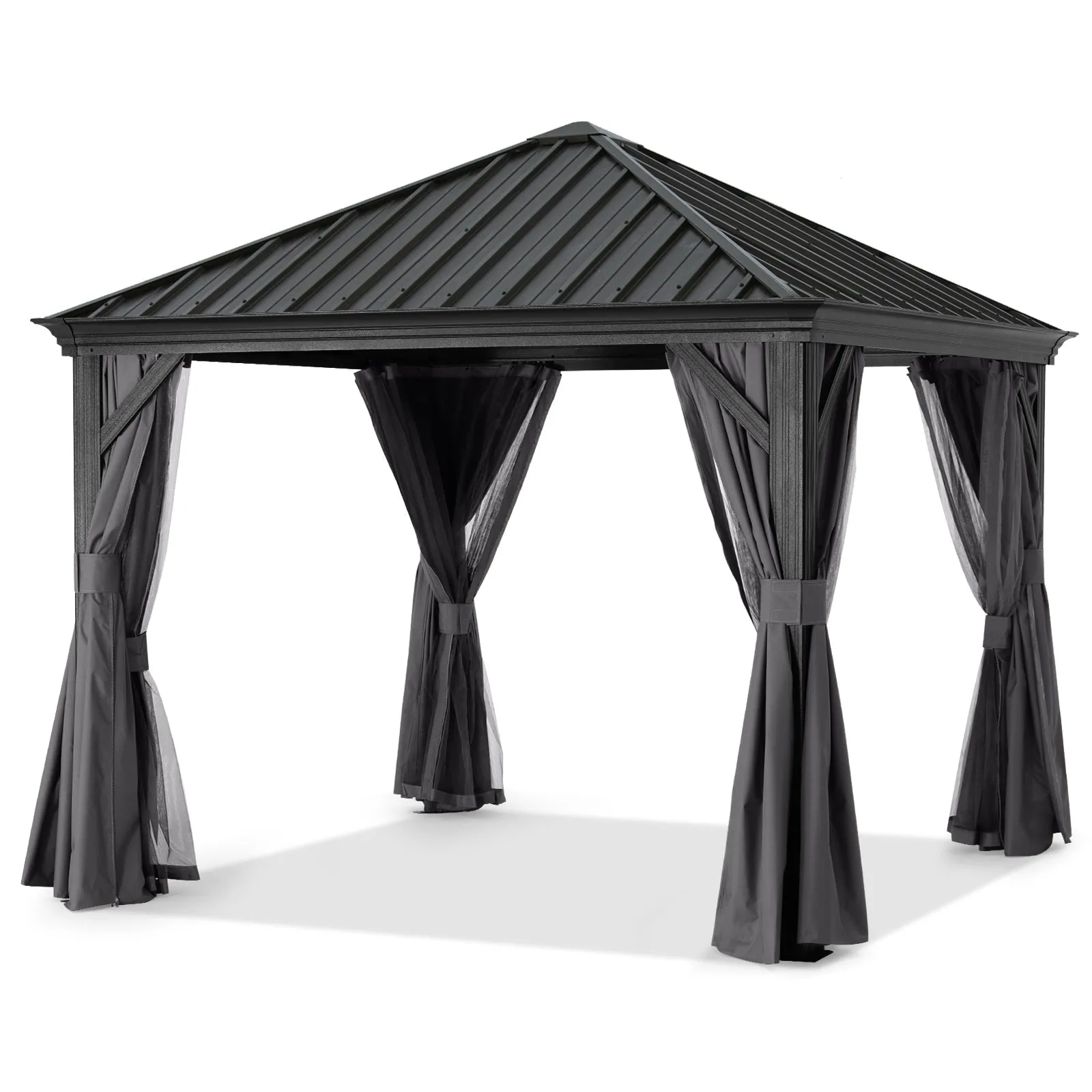 ABCCANOPY Outdoor Hardtop Metal Permanent gazebo with Netting and Curtain