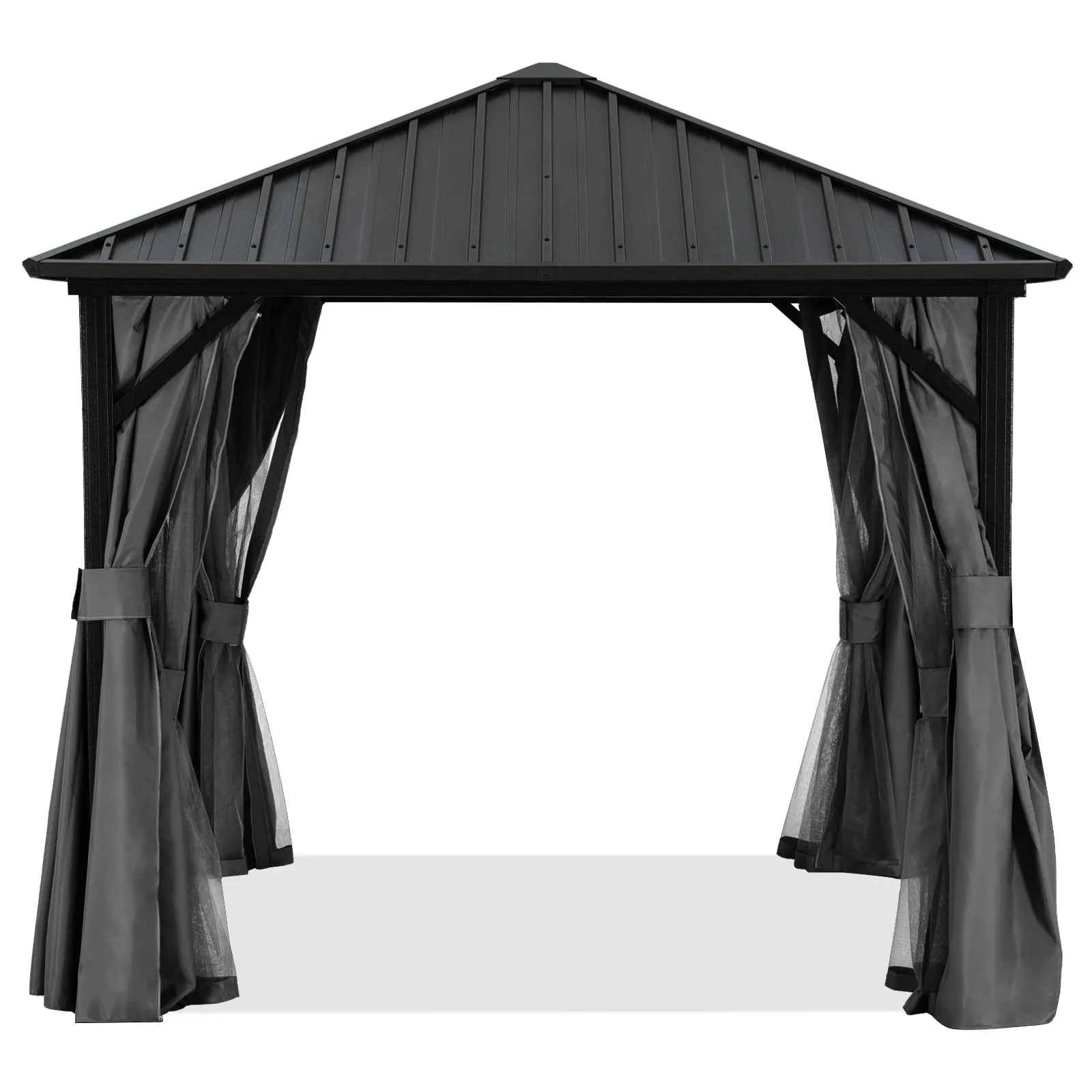 ABCCANOPY Outdoor Hardtop Metal Permanent gazebo with Netting and Curtain