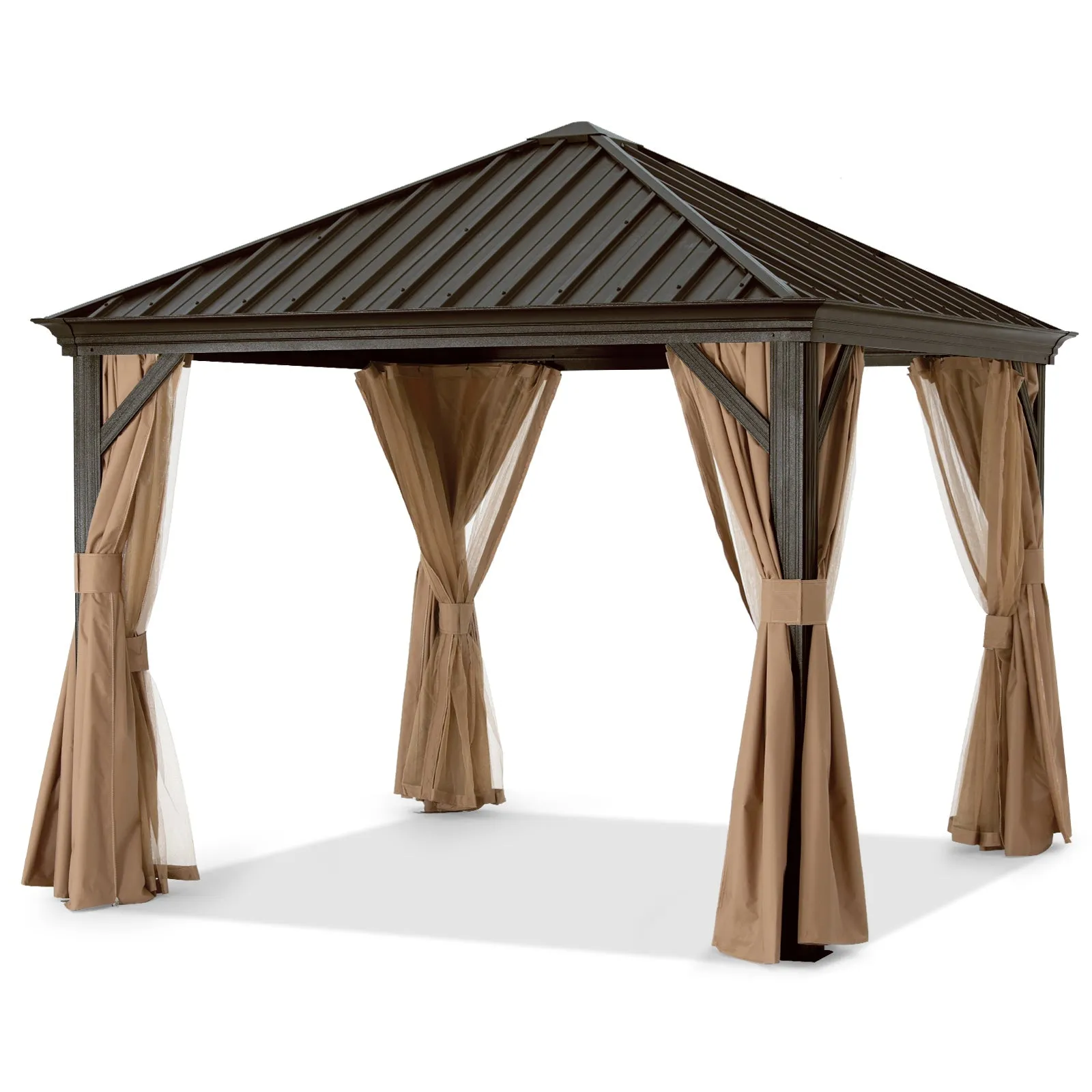 ABCCANOPY Outdoor Hardtop Metal Permanent gazebo with Netting and Curtain