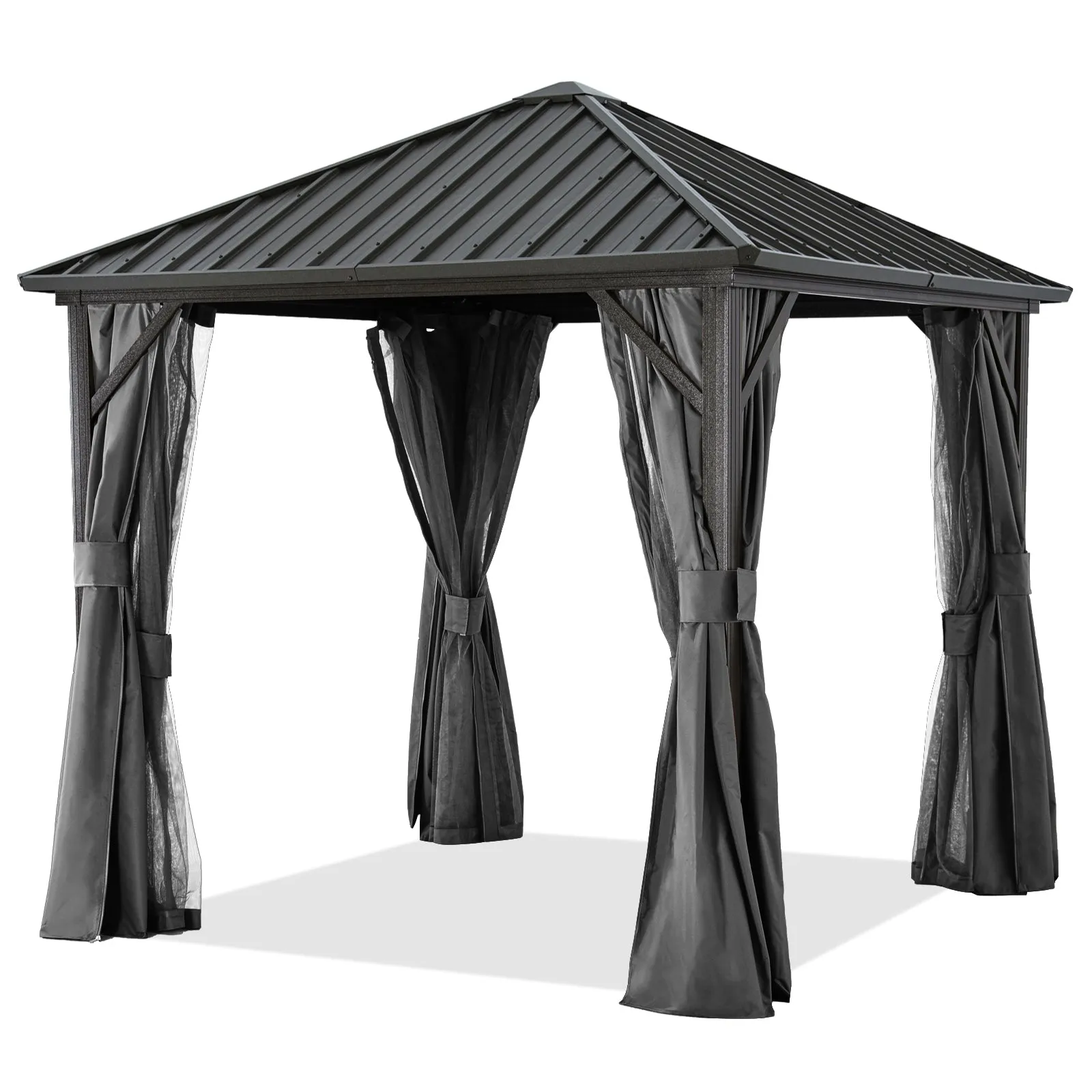 ABCCANOPY Outdoor Hardtop Metal Permanent gazebo with Netting and Curtain