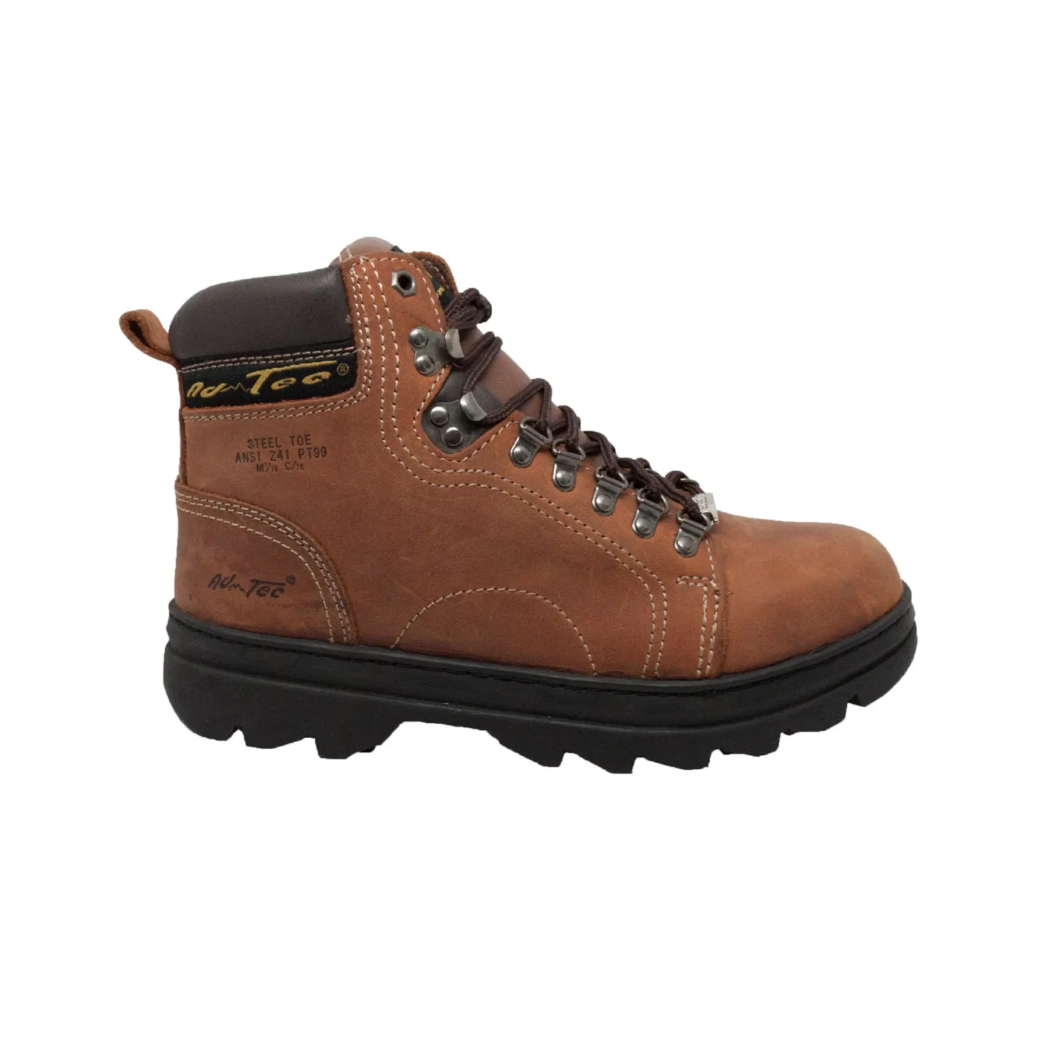 AdTec Mens 6in Steel Toe Hiker Brown Work Boots