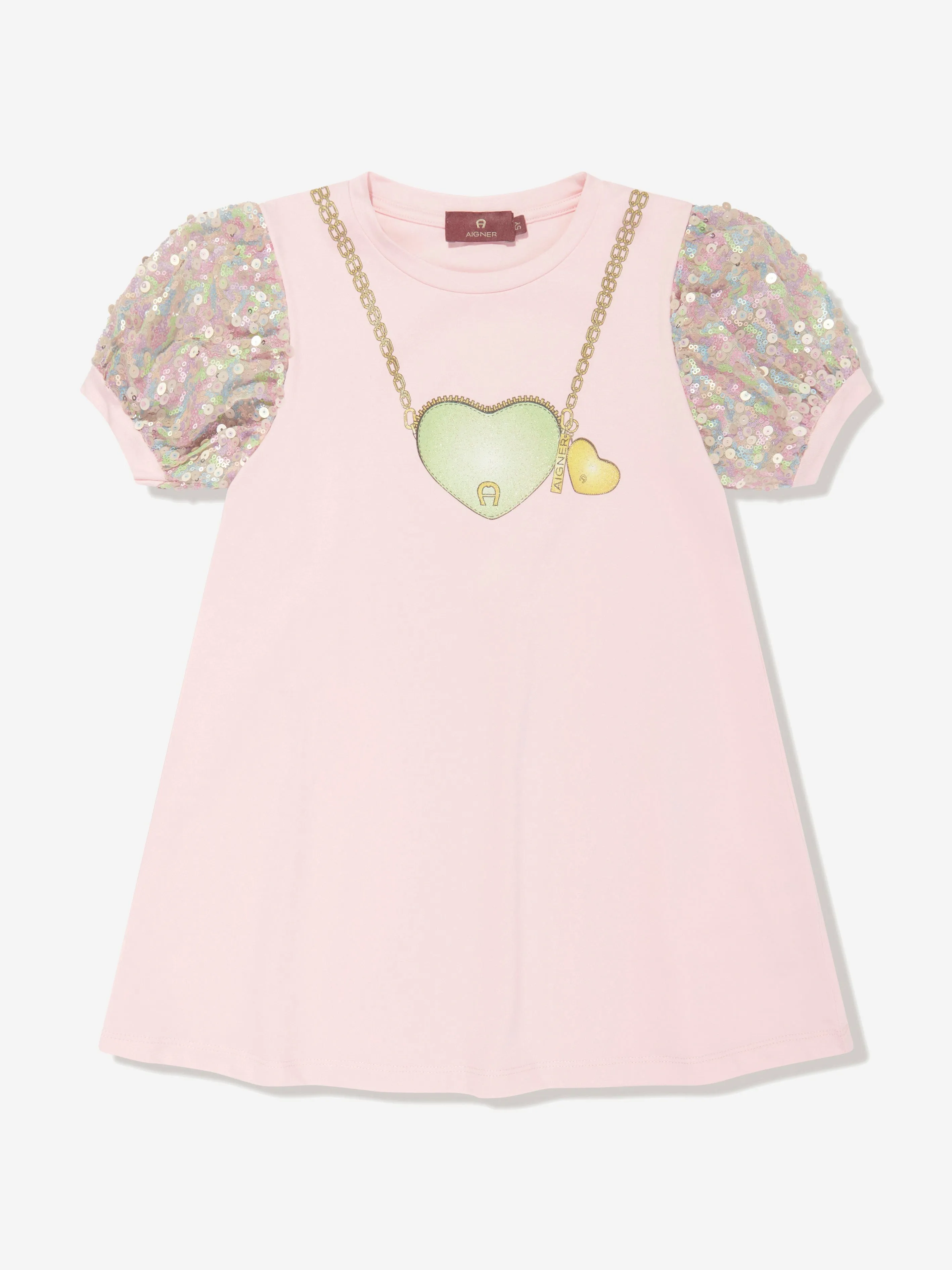 Aigner Girls Charm Necklace Dress in Pink