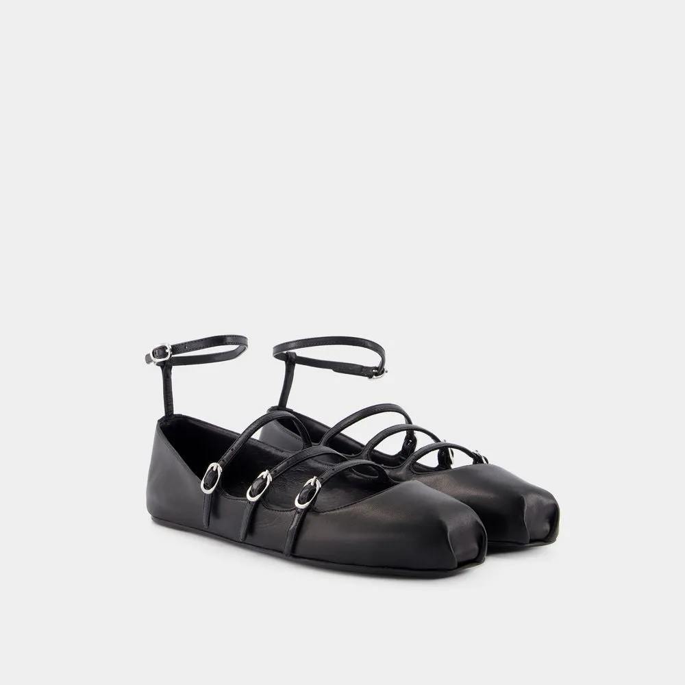 ALEXANDER MCQUEEN Black Cage Ballerinas for Women in SS24 Collection