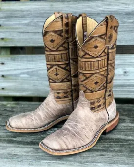 Anderson Bean Women's Beige Dirty Sasquatch & Rustic Navajo Square Toe Cowgirl Boot 4219M