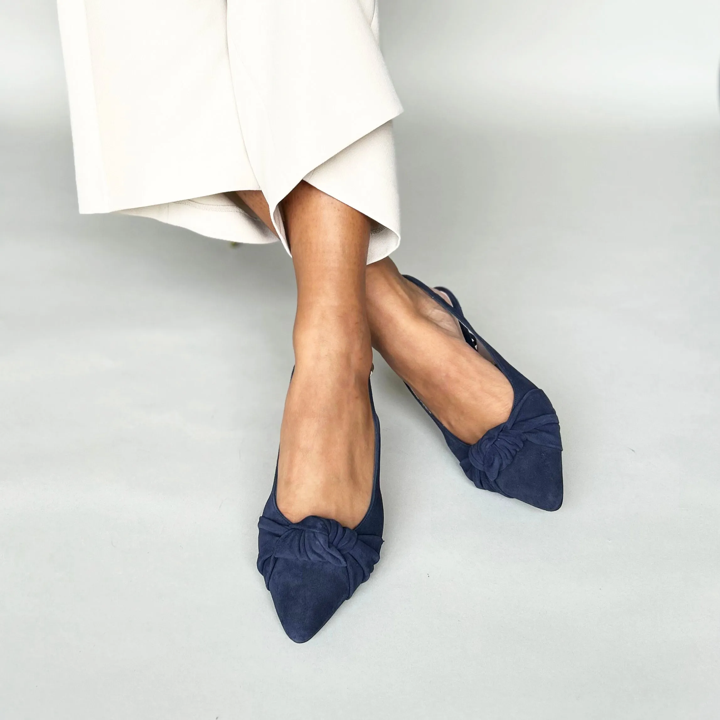 Andrea Extra-Wide Fit Slingback - Navy Suede