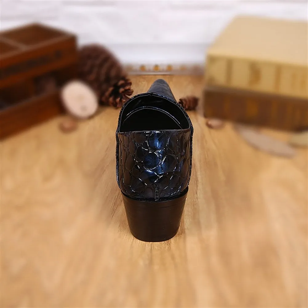 Animal Pattern Pointed 5cm Heel Men Oxfords